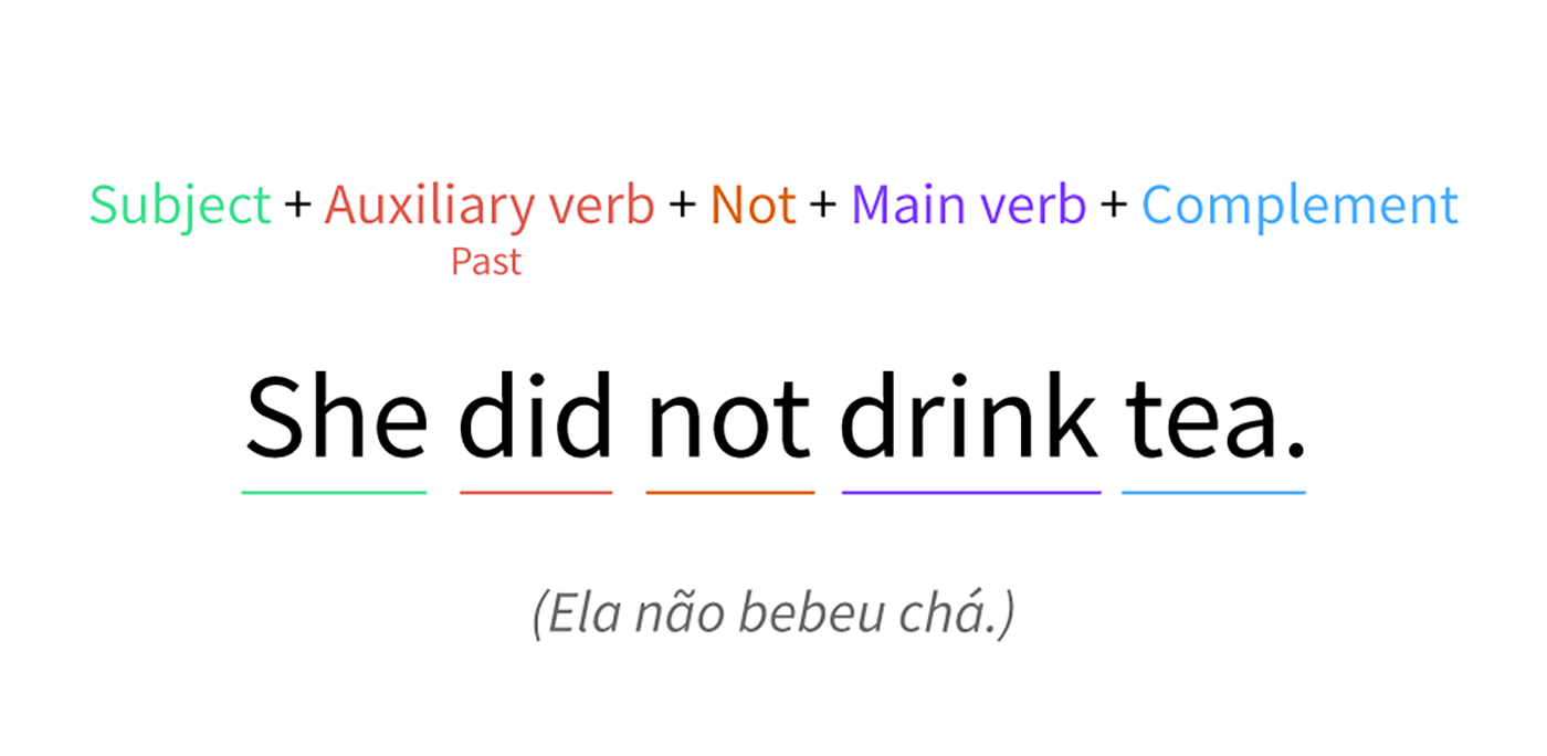 Imagen ejemplo del verbo did como auxiliar de negación.
